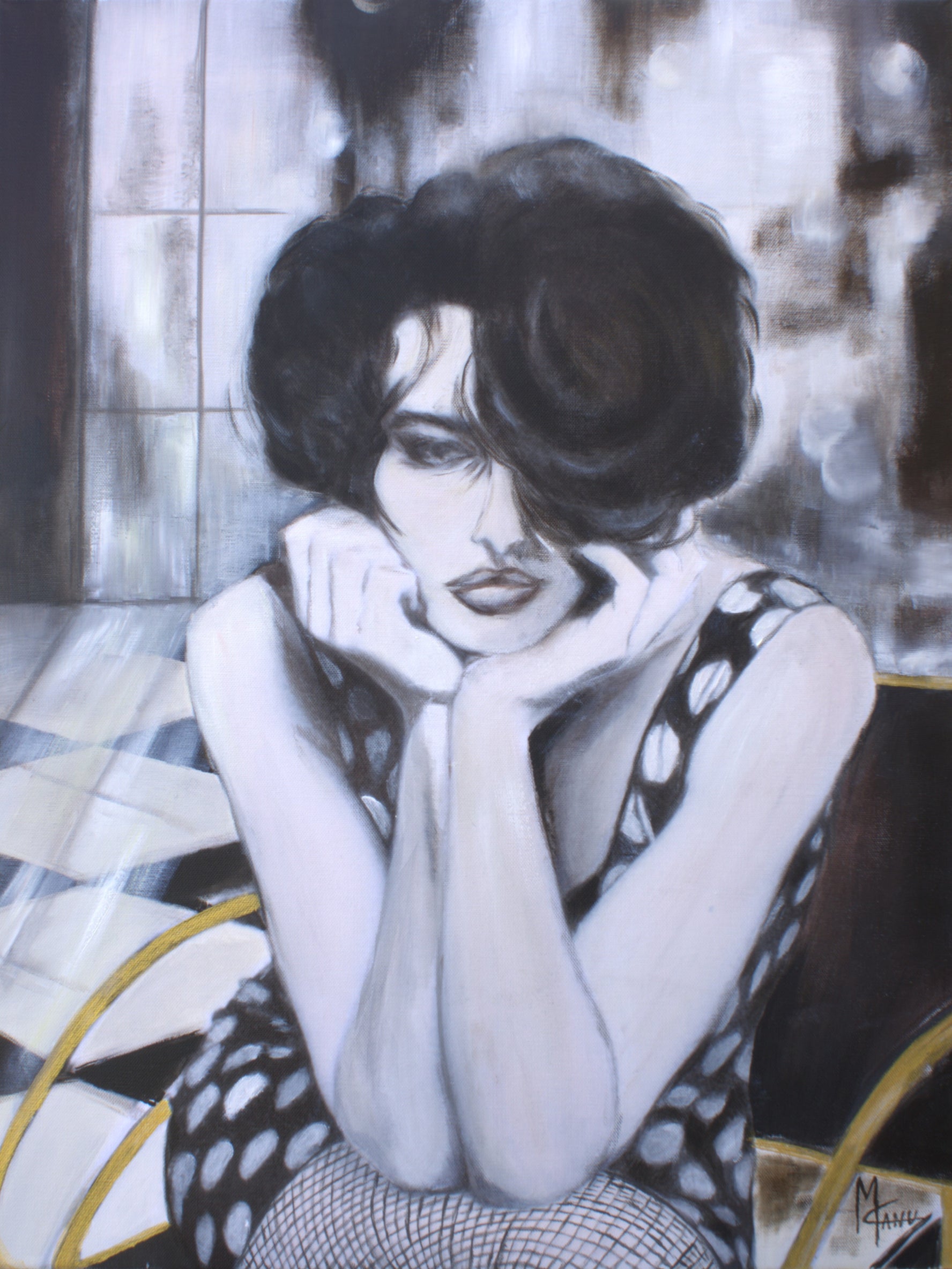 "Miss X" B&W | Oil on Canvas