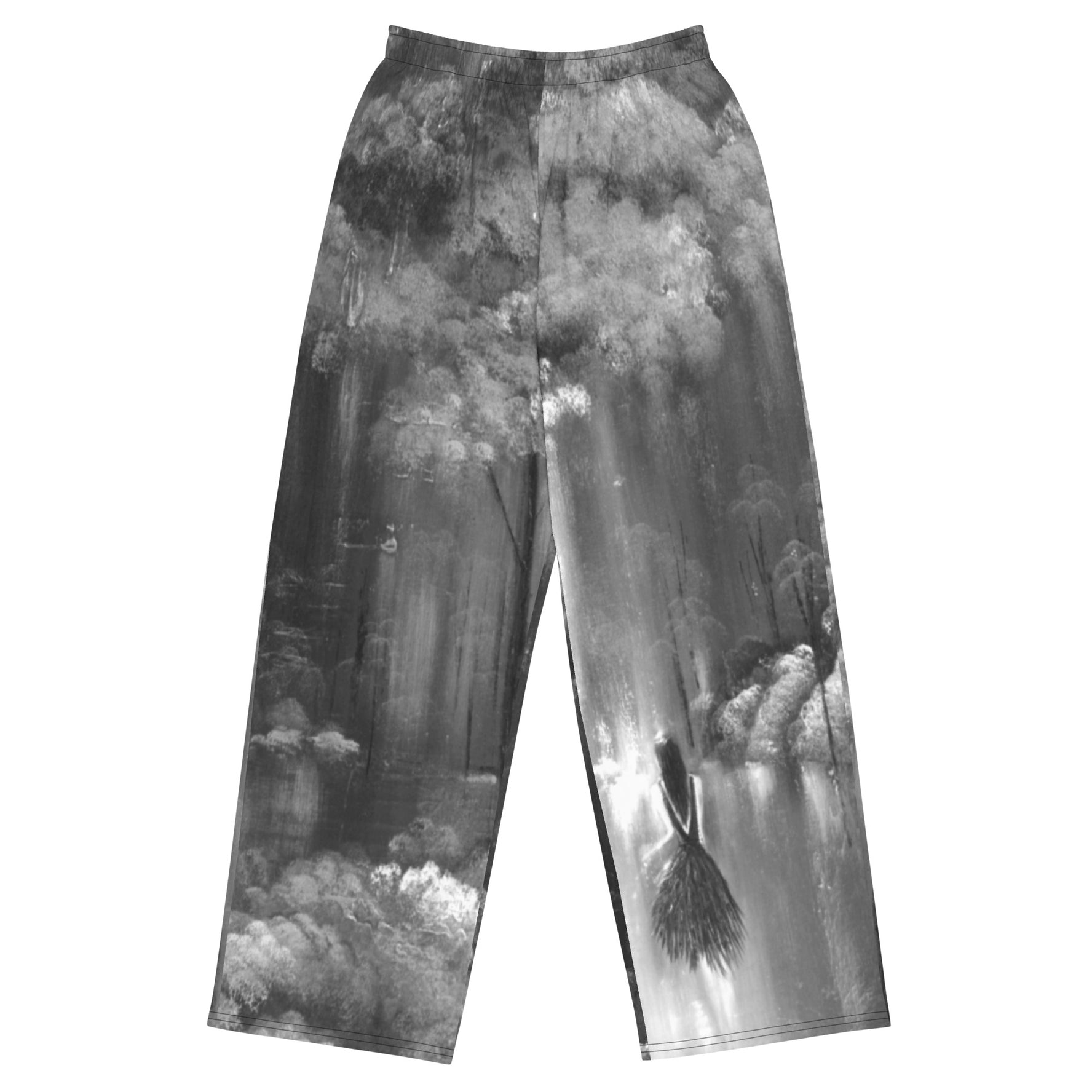 Rebus Black and White Unisex Wide-Leg Pants